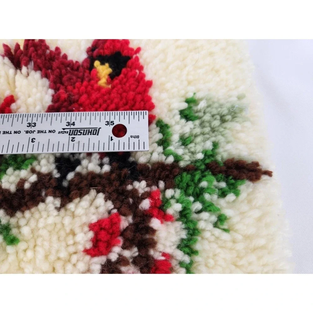 Vtg Finished Birds On A Wire Cardinals Latch Hook Rug Kit 40x11 Mary Maxim 18021